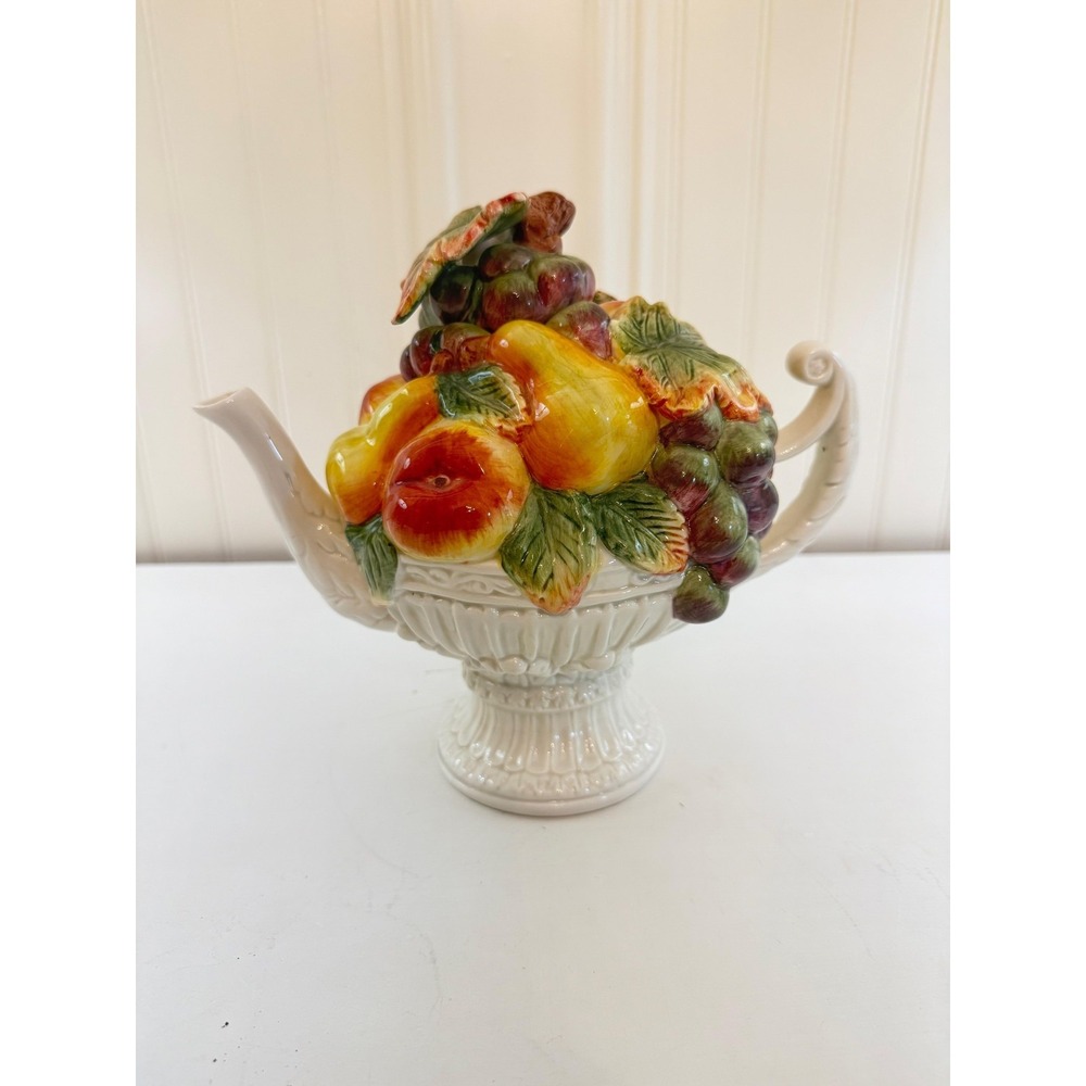 Kaldun & Bogle Fruit Figurine Multicolor Ceramic Teapot Art Garden Vintage